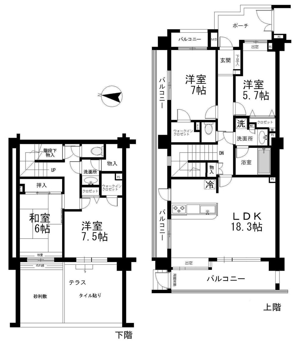 Floor plan. 4LDK, Price 52,800,000 yen, Footprint 119.97 sq m , Balcony area 26.3 sq m