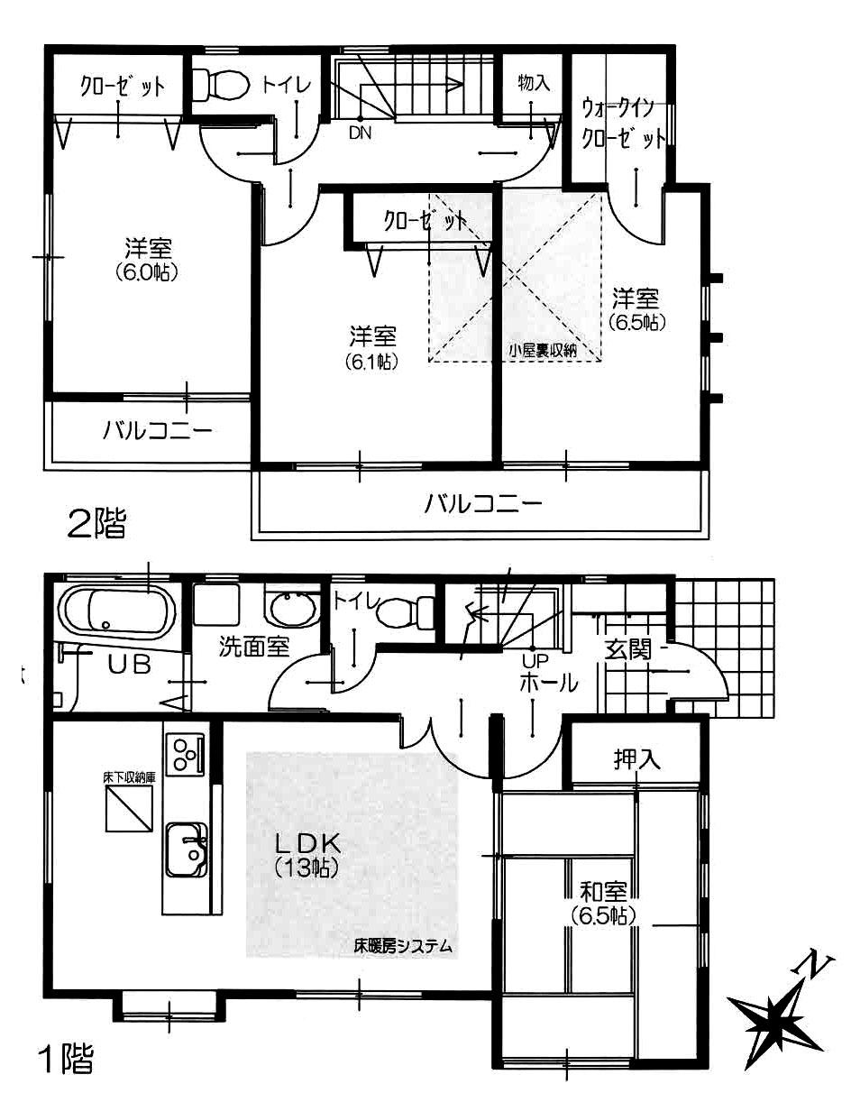 Floor plan. 35,800,000 yen, 4LDK + S (storeroom), Land area 121.18 sq m , Building area 90.72 sq m