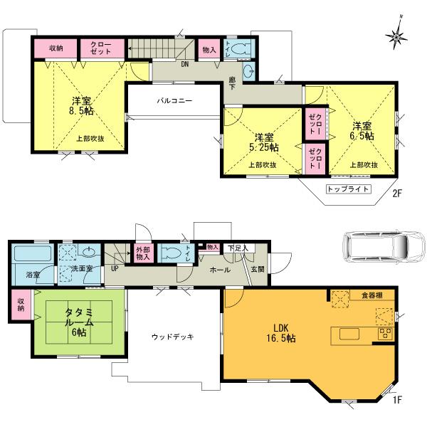Floor plan. (1 Building), Price 77,800,000 yen, 4LDK, Land area 143.89 sq m , Building area 108.63 sq m
