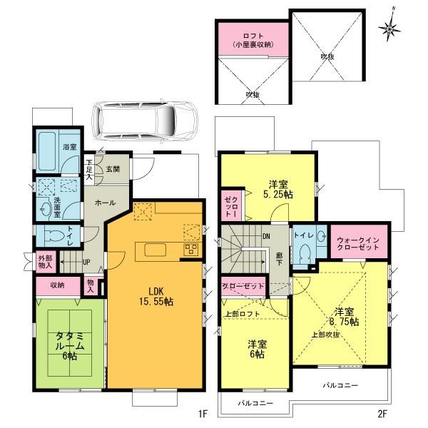 Floor plan. Price 80,800,000 yen, 4LDK, Land area 127.89 sq m , Building area 101.85 sq m