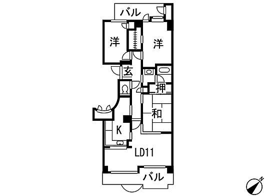 Floor plan. 3LDK, Price 28.8 million yen, Occupied area 76.43 sq m , Balcony area 16.17 sq m