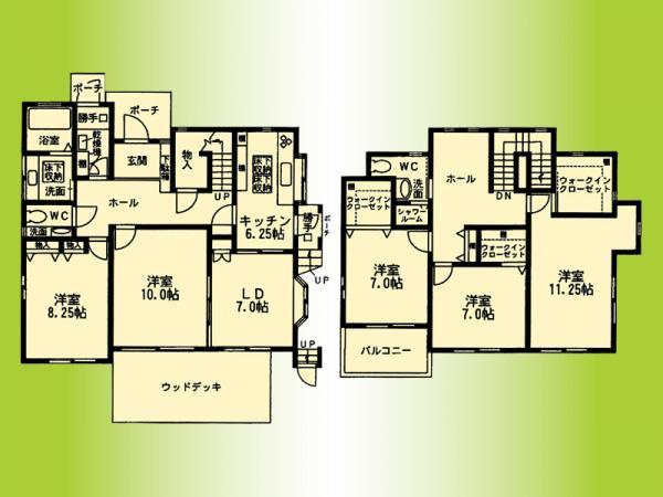 Floor plan. 76,800,000 yen, 5LDK, Land area 264 sq m , Building area 160.23 sq m