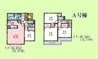 Floor plan. 58,800,000 yen, 4LDK, Land area 136.07 sq m , Building area 99.36 sq m
