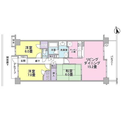 Floor plan. 83.48 of sq m 3L ・ It is DK type. The east side there is a sense of relief. It is a free room