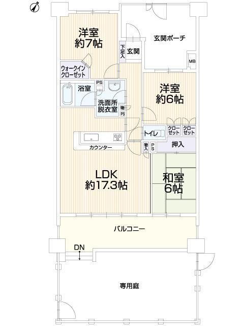 Floor plan. 3LDK, Price 34,800,000 yen, Occupied area 79.94 sq m