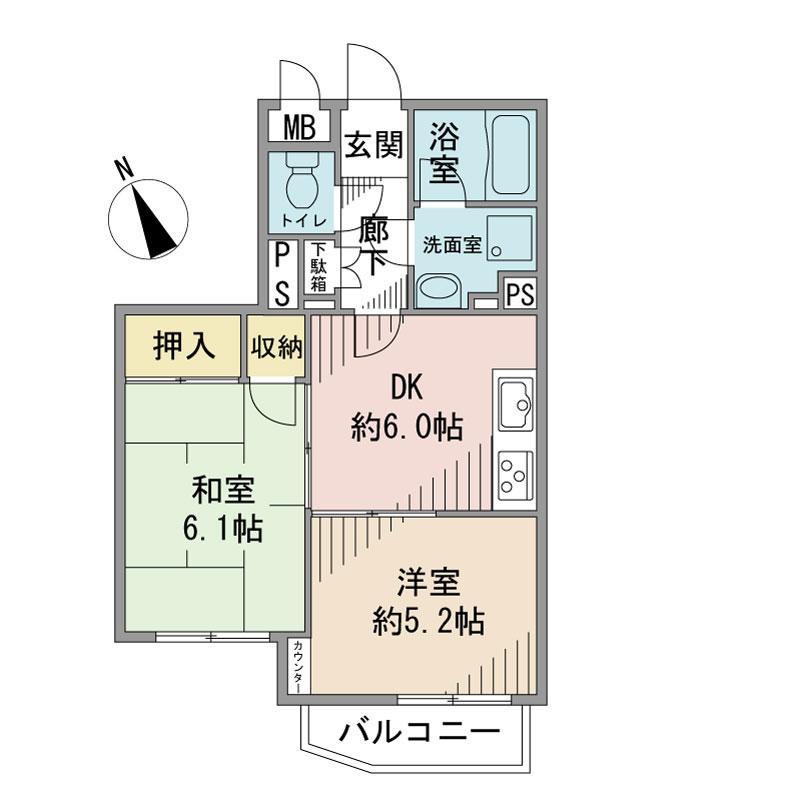 Floor plan. 2DK, Price 10.9 million yen, Occupied area 43.12 sq m , Balcony area 3.68 sq m floor plan