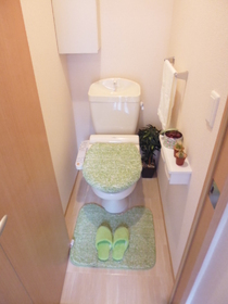 Toilet. Toilet seat is standard equipment with happy cleaning function. 