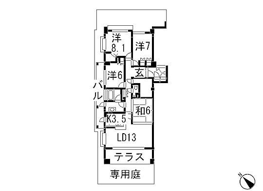 Floor plan. 4LDK, Price 37,800,000 yen, Footprint 101.53 sq m , Balcony area 8.1 sq m