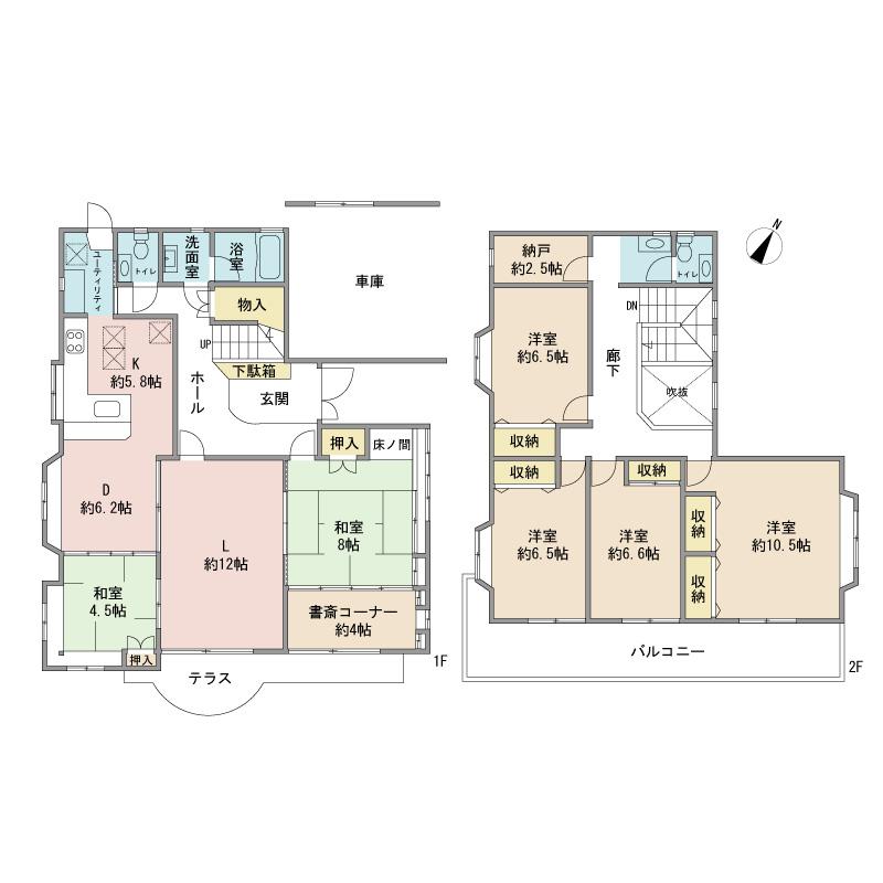 Floor plan. 100 million 21.3 million yen, 6LDK + S (storeroom), Land area 327.99 sq m , Building area 186.84 sq m floor plan
