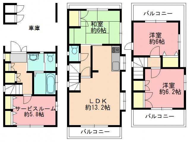 Floor plan. 45,800,000 yen, 3LDK+S, Land area 69.86 sq m , Building area 102.45 sq m