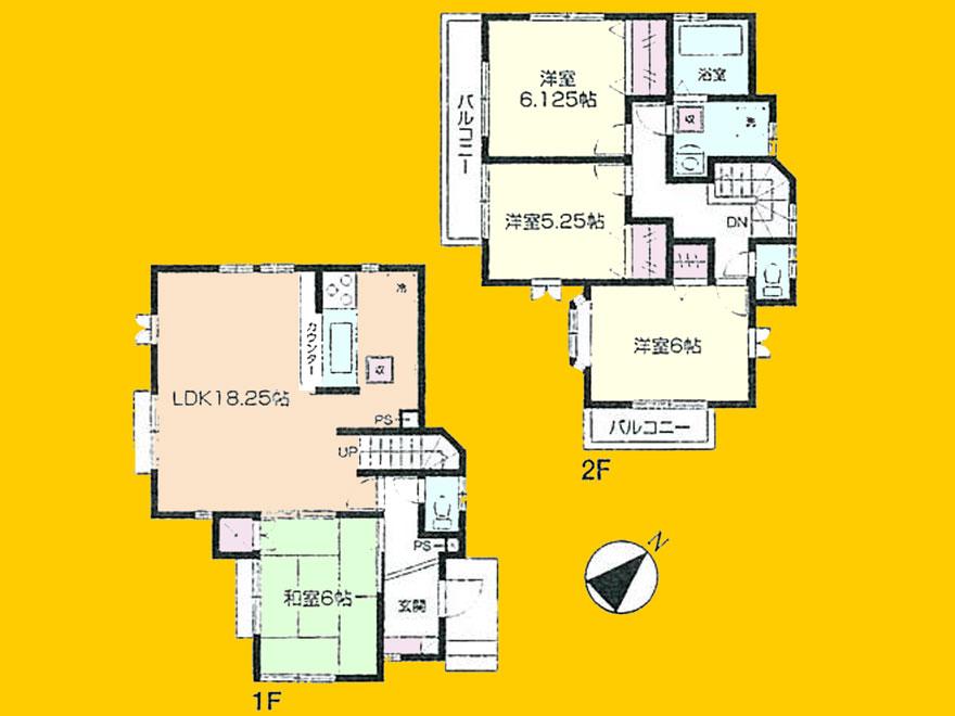 Building plan example (floor plan). Building plan example (7 compartment) 4LDK, Land price 31,800,000 yen, Land area 127.01 sq m , Building price 12 million yen, Building area 95.57 sq m