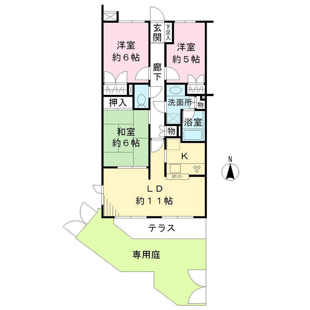 Floor plan. 3LDK, Price 31,800,000 yen, Footprint 69 sq m