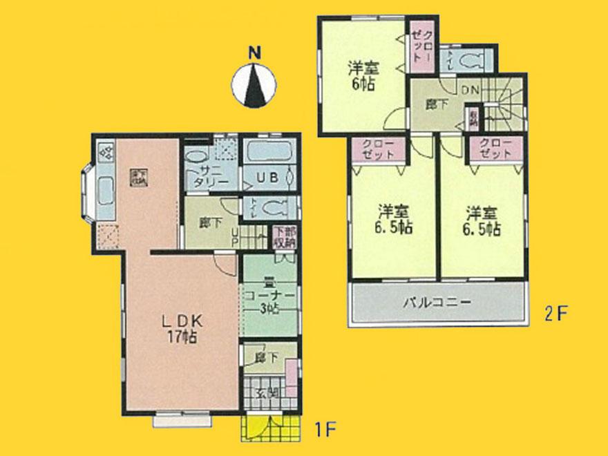 Floor plan. (Building 2), Price 36,800,000 yen, 4LDK, Land area 127.9 sq m , Building area 95.22 sq m