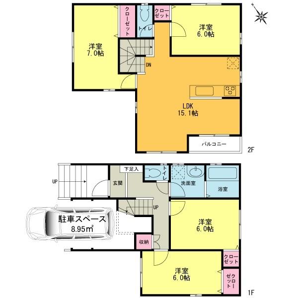 Floor plan. 37,800,000 yen, 4LDK, Land area 80.77 sq m , Building area 107.06 sq m