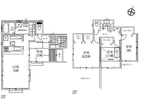 Floor plan. (1 Building), Price 54,800,000 yen, 4LDK, Land area 100.09 sq m , Building area 96.88 sq m
