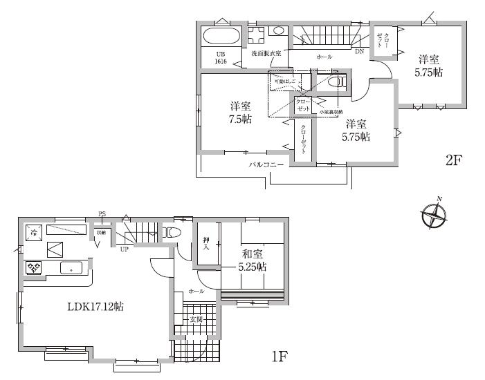 Floor plan. (3 Building), Price 49,800,000 yen, 4LDK, Land area 103.49 sq m , Building area 97.29 sq m