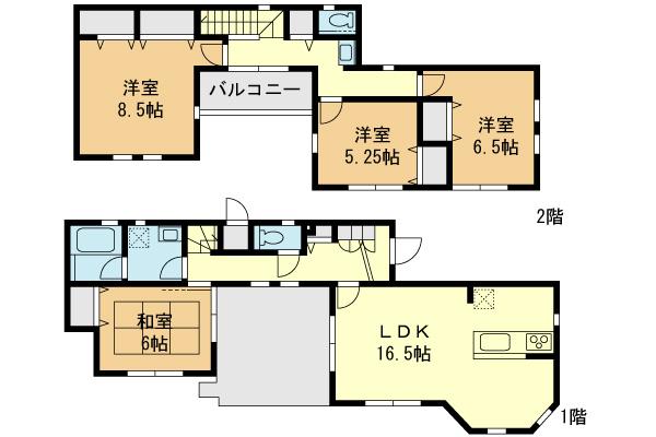 Floor plan. (1 Building), Price 77,800,000 yen, 4LDK, Land area 143.89 sq m , Building area 108.63 sq m