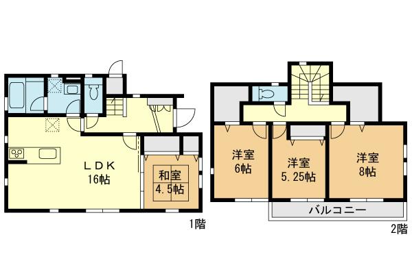 Floor plan. (Building 2), Price 76,800,000 yen, 4LDK, Land area 132.7 sq m , Building area 101.83 sq m