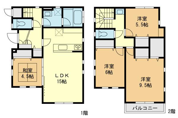 Floor plan. (4 Building), Price 78,800,000 yen, 4LDK, Land area 129.14 sq m , Building area 101.02 sq m