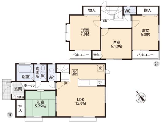 Floor plan. 51,800,000 yen, 4LDK, Land area 126.98 sq m , Building area 94.39 sq m floor plan