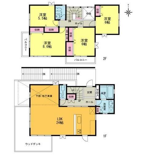Floor plan. 57,800,000 yen, 4LDK, Land area 179.04 sq m , It was realized the bright family space with a focus on building area 139.56 sq m living.