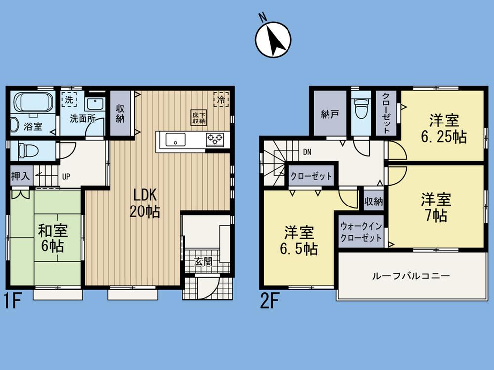 Floor plan. (3 Building), Price 61,800,000 yen, 4LDK+S, Land area 142.97 sq m , Building area 113.64 sq m