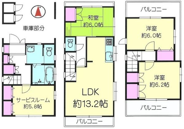 Floor plan. 45,800,000 yen, 3LDK + S (storeroom), Land area 69.86 sq m , Building area 102.85 sq m floor plan