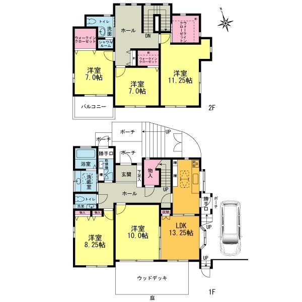 Floor plan. 74,800,000 yen, 5LDK, Land area 264 sq m , Building area 160.23 sq m