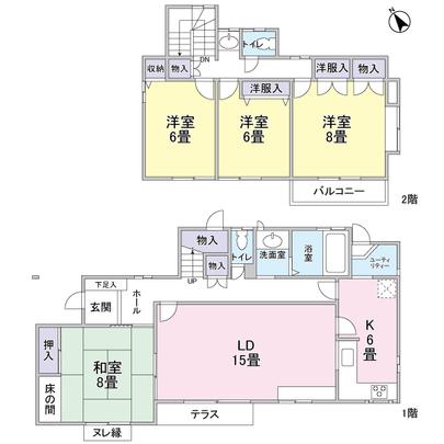 Floor plan. 4LD of building area 123.79 sq m ・ K type