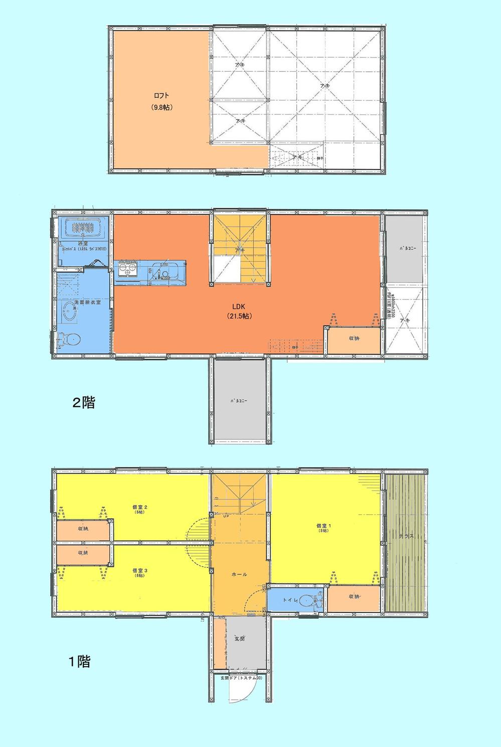 Floor plan. (1 Building), Price 52,800,000 yen, 3LDK, Land area 102.61 sq m , Building area 111.37 sq m