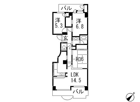 Floor plan. 3LDK, Price 28.8 million yen, Occupied area 76.43 sq m , Balcony area 16.17 sq m