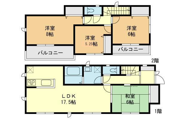 Floor plan. (Building 2), Price 61,800,000 yen, 4LDK, Land area 159.26 sq m , Building area 99.37 sq m