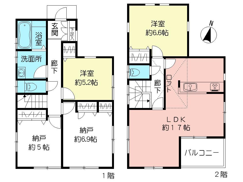 Other. <A building floor plan> While ensuring the LDK of about 17 quires, Type of arranging the independent type of Western-style on the second floor.