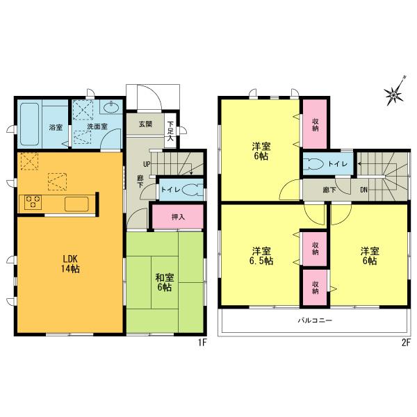 Floor plan. (Building 2), Price 59,800,000 yen, 4LDK, Land area 125.1 sq m , Building area 91.08 sq m