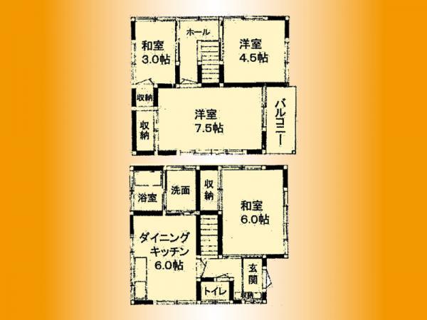 Floor plan. 20.8 million yen, 4DK, Land area 95 sq m , Building area 65.41 sq m