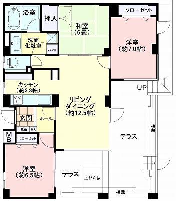Floor plan. 3LDK, Price 29,800,000 yen, Occupied area 77.67 sq m