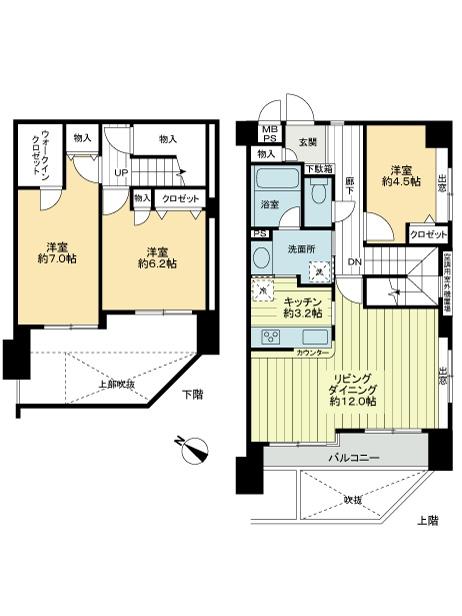 Floor plan. 3LDK, Price 39,800,000 yen, Occupied area 85.06 sq m , Balcony area 5.21 sq m
