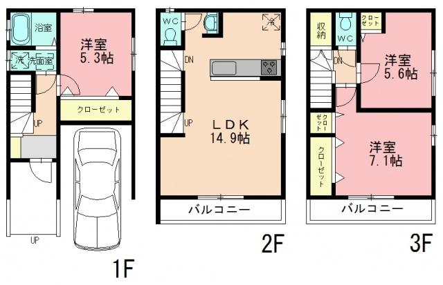 Floor plan. 31,800,000 yen, 3LDK, Land area 50.4 sq m , Building area 93.36 sq m