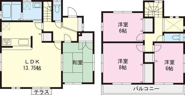 Floor plan. 48,800,000 yen, 4LDK, Land area 140 sq m , Building area 99.63 sq m