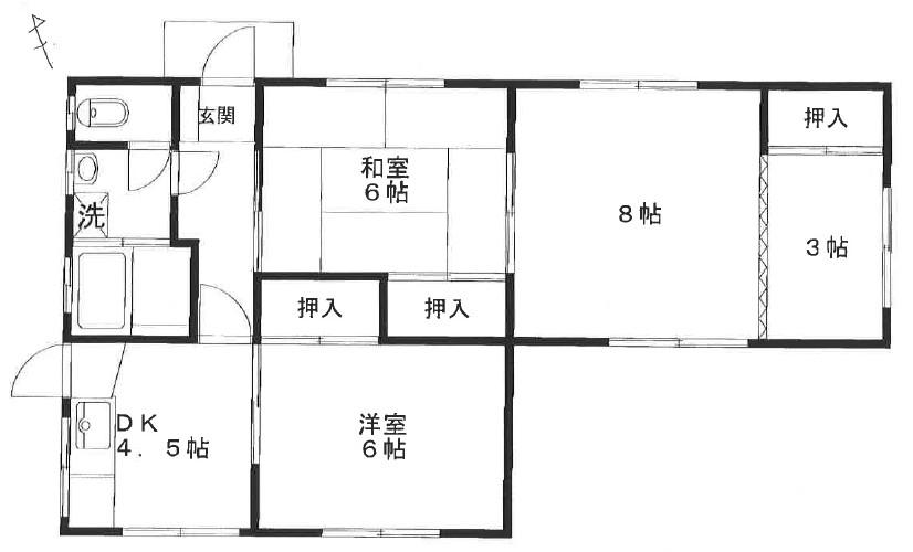 Floor plan. 45 million yen, 3K, Land area 299.8 sq m , Building area 49 sq m