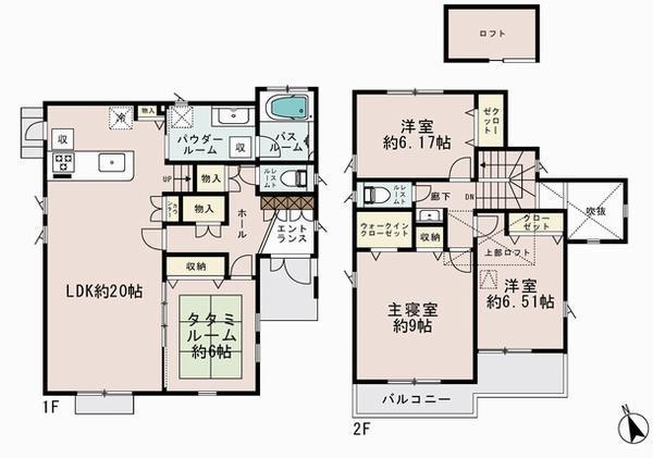 Floor plan. (Building 2), Price 75,800,000 yen, 4LDK, Land area 152.11 sq m , Building area 167.99 sq m