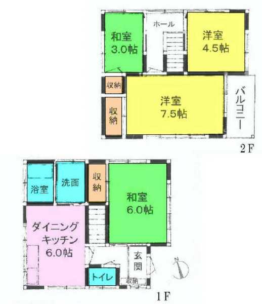 Floor plan. 20.8 million yen, 4LDK, Land area 95 sq m , Building area 65.41 sq m floor plan