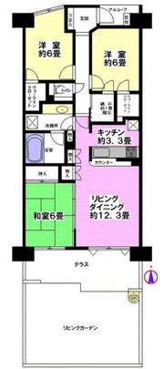 Floor plan.  ☆ Occupied area 80.58 sq m , All room 6 tatami mats or more of 3LDK type ☆ Ribinguga