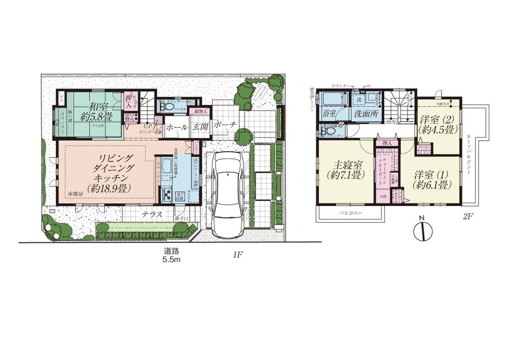 Floor plan. (no.1-6), Price 58,400,000 yen, 4LDK, Land area 126.92 sq m , Building area 100.22 sq m