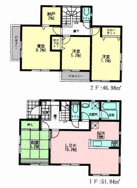 Floor plan. 38,800,000 yen, 3LDK, Land area 102.8 sq m , Building area 86.73 sq m