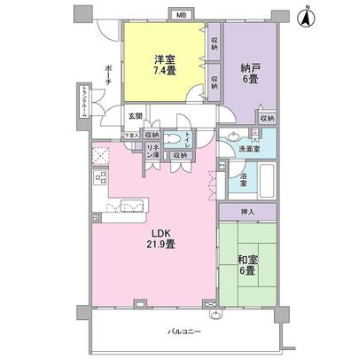 Floor plan. For the entrance under the living room, It is all right even with a small child.