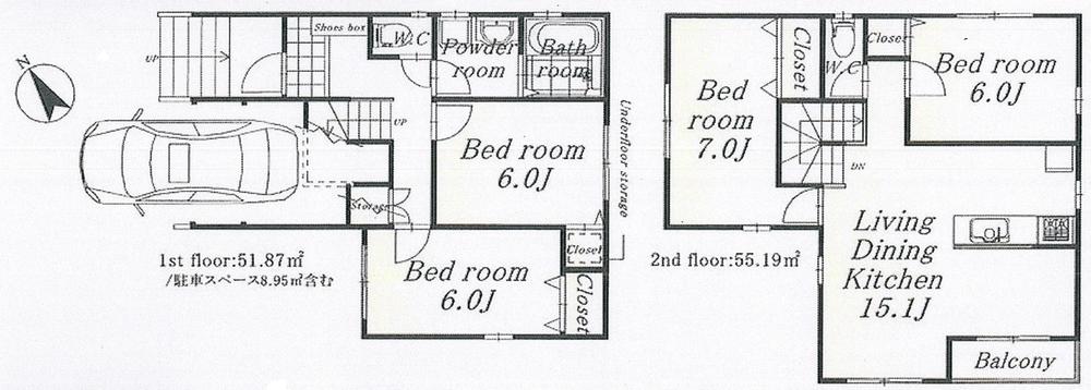 Floor plan. 37,800,000 yen, 4LDK, Land area 80.77 sq m , Building area 107.06 sq m building 107.06 sq m 4LDK