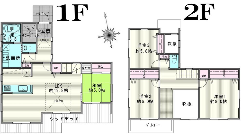 Floor plan. (Limited Building 1), Price 65,058,000 yen, 4LDK, Land area 183.26 sq m , Building area 115.06 sq m