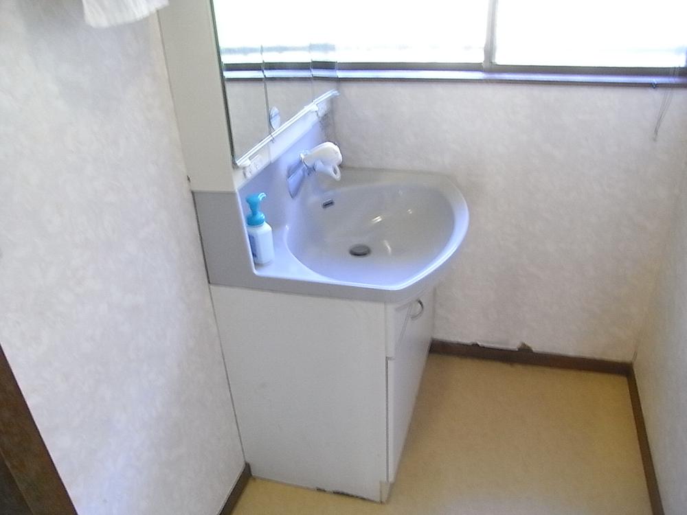 Wash basin, toilet. Washroom