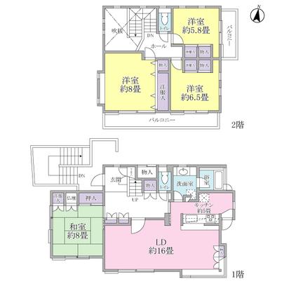 Floor plan. Colonnade at the entrance top, The second floor there is a loft and attic storage.